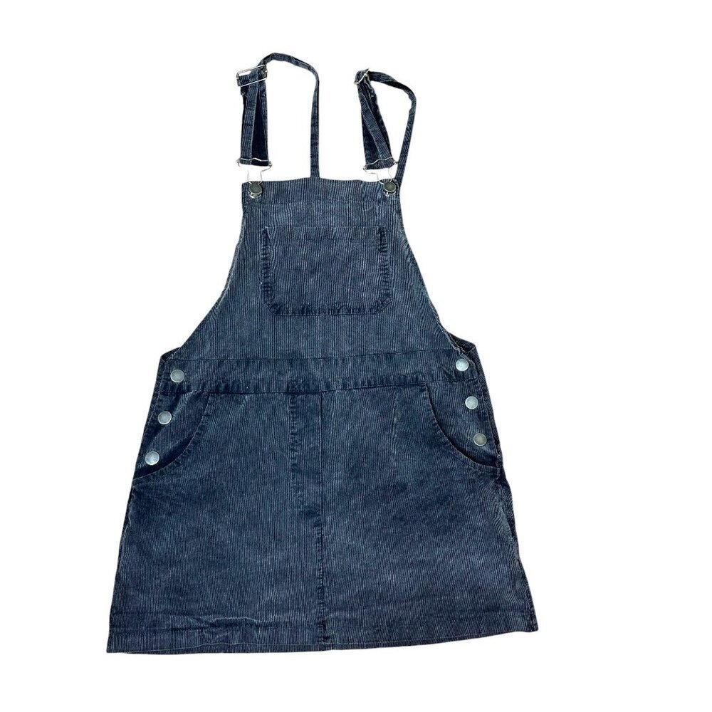 DON'T ASK WHY Charcoal Corduroy Overalls Mini Dress Skirt One Size